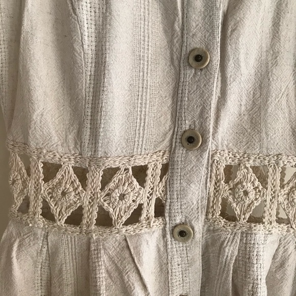 Vintage Beige Linen Dress - Picture 3 of 6